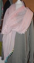Roze met gekleurde puntjes sjaal