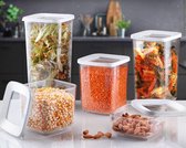 YILTEX - Bocaux de conservation de conservation - pots à épices - Boîtes de conservation alimentaire - facilement empilables - étanches à l'air et aux arômes - 5 pièces - Wit