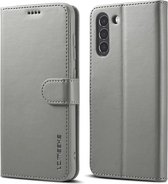 Luxe Book Case - Samsung Galaxy S21 FE Hoesje - Grijs