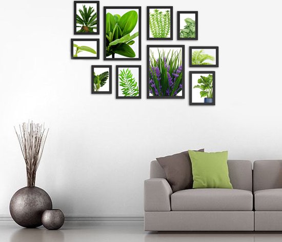 Photo Wall Collage 10 Cadres photo - Différentes Tailles - MDF - Zwart