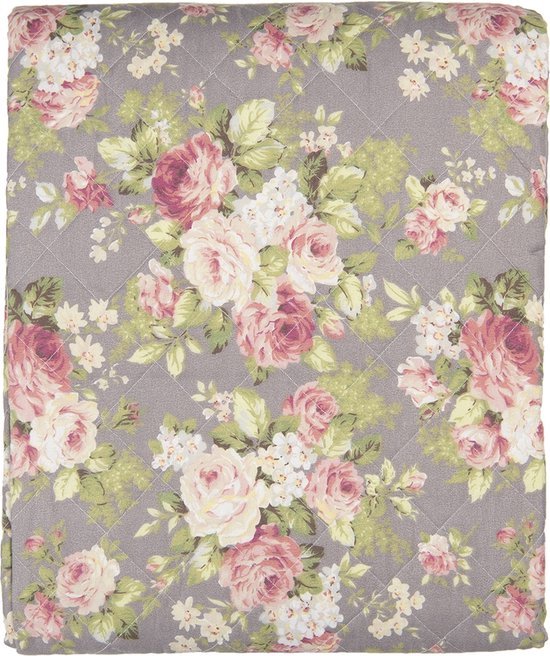 Couvre-lit 140*220 cm Grijs, couverture Fleurs de Plaid de couvre-lit de rectangle de polyester rose