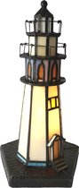 Tafellamp Tiffany - ø 12*28 cm - vuurtoren - glas in lood - Lumilamp