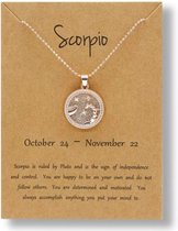 Bixorp Stars Schorpioen / Scorpio Ketting met Dag achtergrond Goudkleurig - Sterrenbeeld Hanger