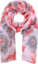 Dunne Sjaal met Bloemen - 180x90 cm - Rood
