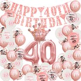 40 jaar feestpakket Rose goud- 60-delige set - verjaardagsset - Themafeest - 40 jaar verjaardag - 40 jaar slingers - 40 jaar ballonnen - feestversiering - 40 jaar verjaardag man / vrouw - 40 jaar versiering - 40 jaar feestpakket