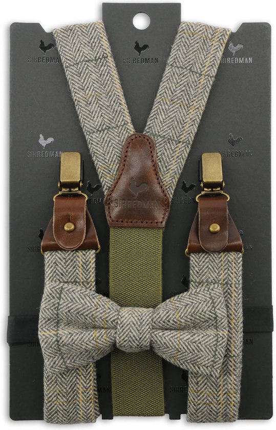 Sir Redman - Bretels met strik - bretels combi pack Christian Tweed - beige / donkergrijs / groen / oker