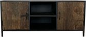 Wandmeubel  - tv meubel - hout/staal  - unieke kast - grof wrakhout  -  H56cm