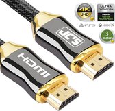 ✅ JC'S - HDMI Kabel 2.0 Gold Plated - High Speed Cable - 18GBPS - Full HD 1080p - 3D - 4K (60 Hz)- Ethernet - Audio Return Channel - HDMI naar HDMI - Male to Male - Voor TV - DVD - Laptop - Tablet - PC - Beeldscherm - Beamer - 3 Meter