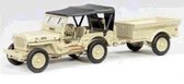 Willys Jeep met Aanhanger (soft-top) Beige 1-43 Schuco Junior Line