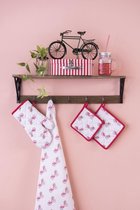 Broodmand 35*35*8 cm Rood, Wit Katoen Vierkant Fiets Broodmandje Bread Basket