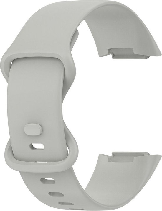 Grijze siliconen horlogeband met gespsluiting, geschikt voor Fitbit Charge 5.