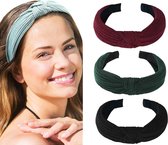 3 Stuks Dames Haarbanden - Haarband met knoop - Kleur 3 - Haarband volwassenen - Vrouwen - Dames - Tieners - Meiden - Dans - Yoga - Hardlopen - Sport - Haaraccessoires