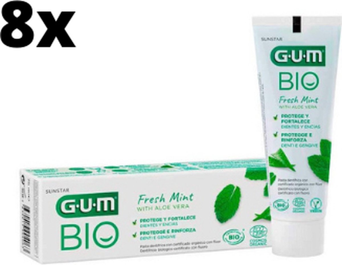 Goedkoopste GUM Bio Tandpasta Fresh Mint/Aloe Vera - 8 x 75ml - Voordeelverpakking