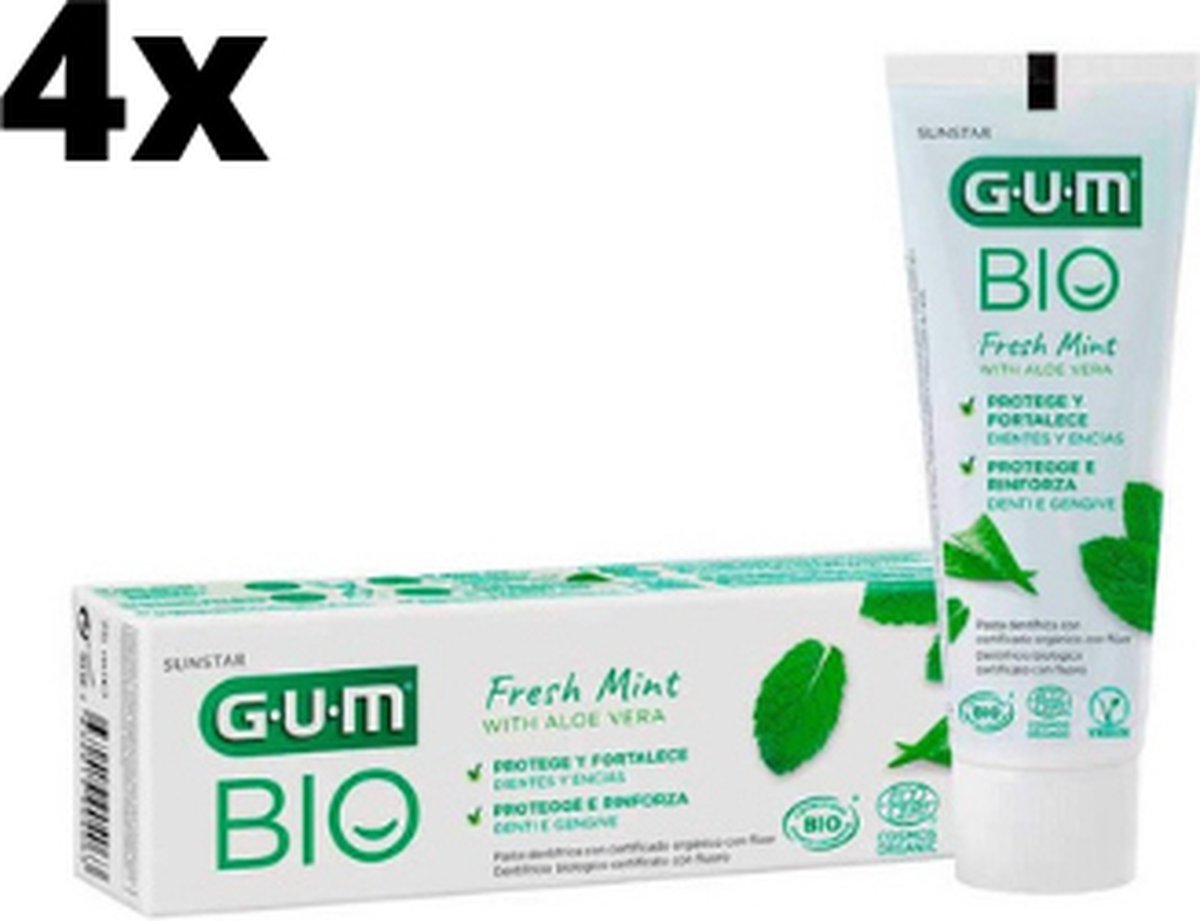 Goedkoopste GUM Bio Tandpasta Fresh Mint/Aloe Vera - 4 x 75ml - Voordeelverpakking