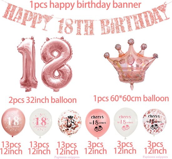 Ballon Anniversaire 18 Ans Decoration Anniversaire, Ballon Rose Kit Happy  Birthday Anniversaire Décoration