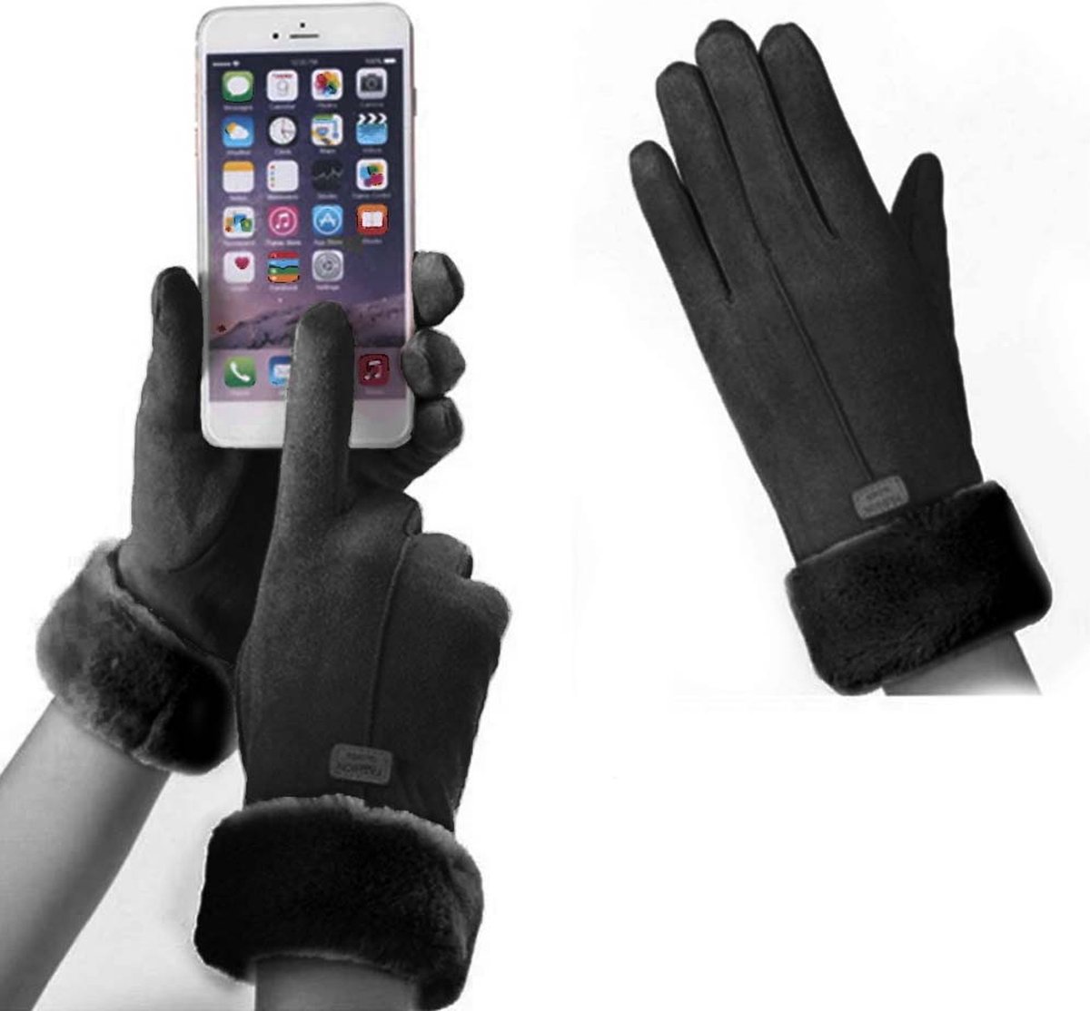 Handschoenen - Dames - Fleece - Touchscreen - Zwart - One size - Wol - Winter - Kerst — cadeau in Mode & Accessoires - foto 4