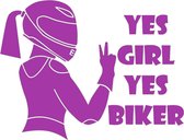 Yes Girl Yes Biker sticker - Auto stickers - Laptop sticker - Auto accessories - Sticker volwassenen - 15 x 12 cm Paars