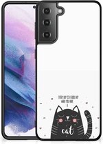 Mobiel TPU Hard Case Geschikt voor Samsung Galaxy S21 Plus Telefoon Hoesje met Zwarte rand Cat Good Day