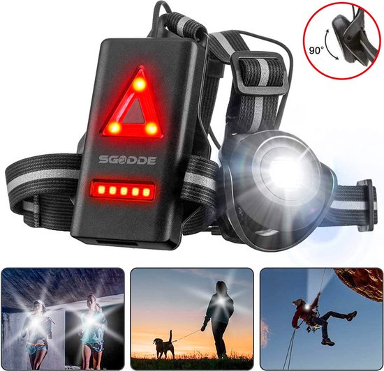 SGODDE Running Lights - pour Runner - Lampe de poitrine à LED avec faisceau  réglable à