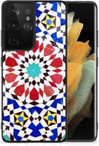 Smartphone Hoesje Geschikt voor Samsung Galaxy S21 Ultra Cover Case met Zwarte rand Mozaïek