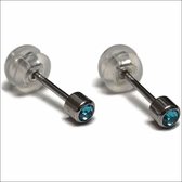 Aramat jewels ® - Zweerknopjes geboortesteen maart oorbellen blauw aquamarijn chirurgisch staal 3mm