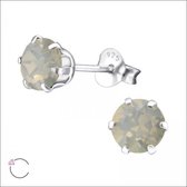 Aramat jewels ® - Zilveren oorbellen rond swarovski elements kristal 6mm opaal licht grijs