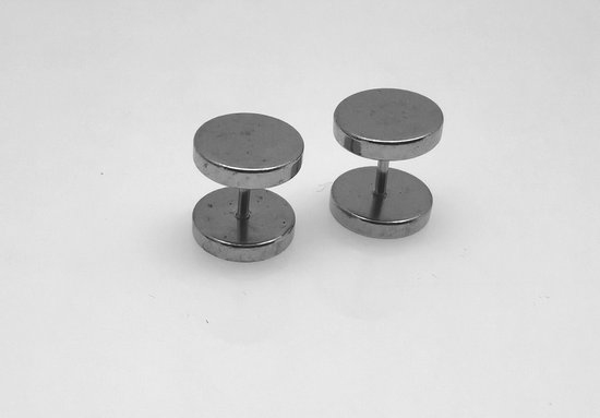 Studs-oorbellen-Ø 10mm vervaardigd uit gepolijst edelstaal -cool-als fake plugs.
