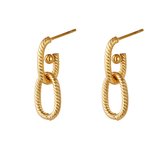 Yehwang - Double chain earring - oorbellen - rvs - stainless steel - gold - goud