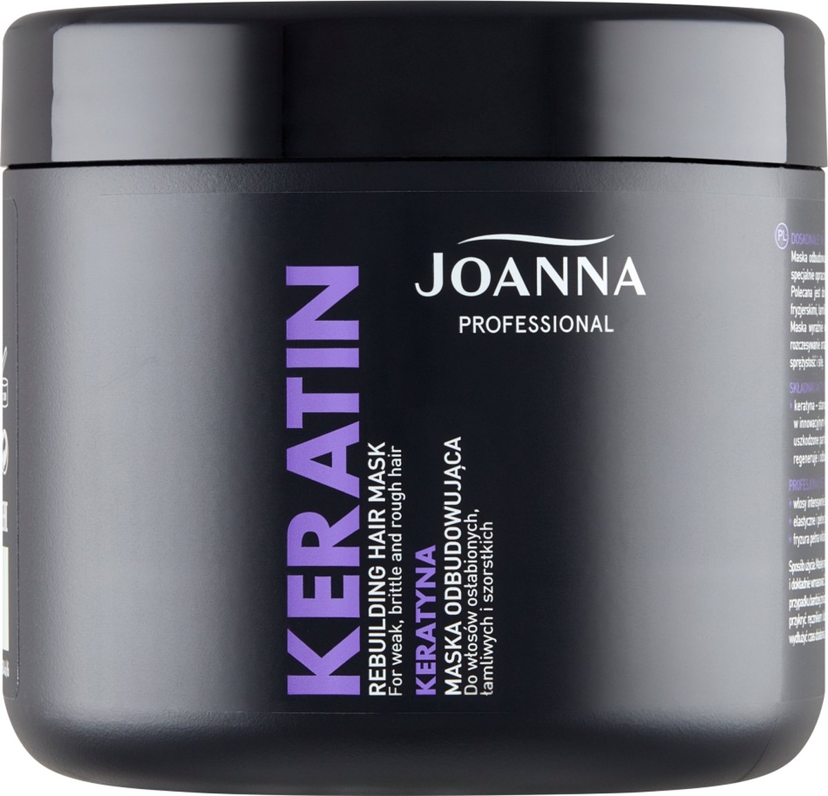Joanna Professional - Keratin Rebuilding Hair Restoring Mask For Hair Weakened From Keratin 500G