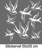 Raam sticker vrolijke Zwaluwen 8 stuks ( vogels ) Kleur wit Stickervel 50x55 cm bxh