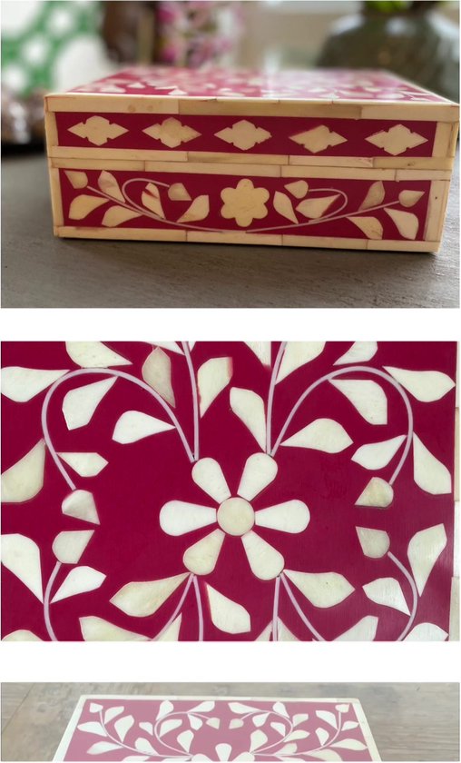 Inlay Doos Decoratieve doos roze van bone inlay | bol