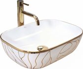 REA Belinda Opzetwastafel - Waskom - 46.5 x 33 x 13.5 cm - Glans Wit - Wave Gold