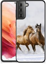 TPU Back Cover Geschikt voor Samsung Galaxy S21 Smartphone Hoesje met Zwarte rand Paarden