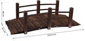 Sunny Tuin en vijverbrug hout sierbrug met reling tot 180 kg donkerbruin 152,5 x 67 x 48 cm