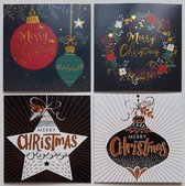 Luxe Kerstkaarten - 50 Stuks - 10 x 10 cm – 4 Designs – K-129