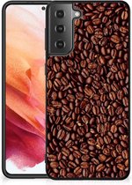 Telefoon Hoesje Geschikt voor Samsung Galaxy S21 Hoesje met Zwarte rand Koffiebonen