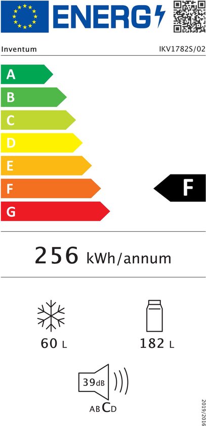 Inventum IKV1782S - Inbouw koel-vriescombinatie - Nis 178 cm - 242 liter - Sleepdeur - Wit - Inventum