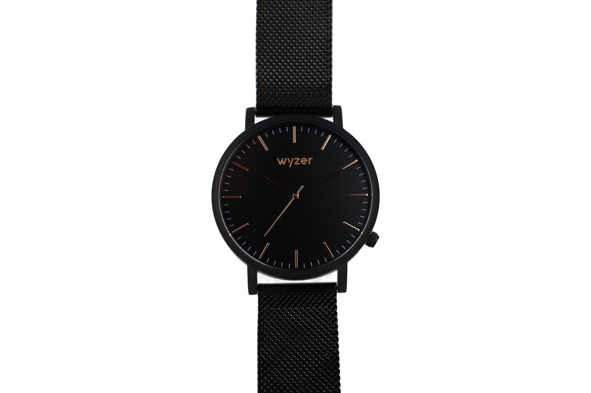 Wyzer All Black - Heren Horloge - Zwart - Metalen Band - Stijlvol cadeau voor mannen