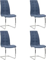 Decoways - Eetkamerstoelen 4 st stof blauw