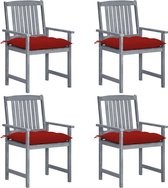 Decoways - Regisseursstoelen 4 stuks met kussens massief acaciahout grijs