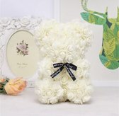 Rozen beer - Flower bear - Bloemen beer- Rose bear - 25 CM - Beige White