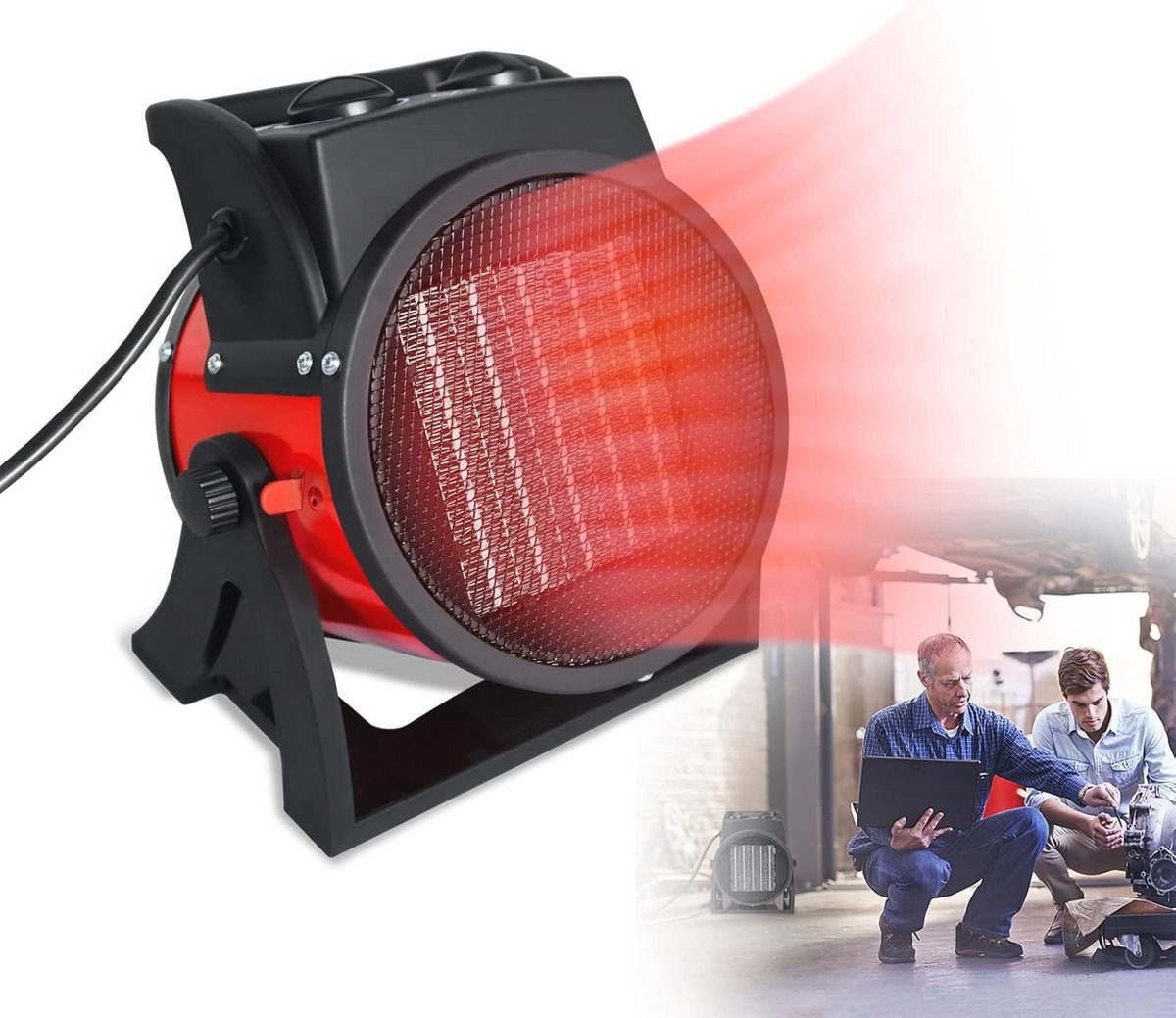 Hoge Vermogen Elektrische Kachel, 3000 W, Snelverhitting, Voor Bouw en Garage, Met Draaggreep en Thermostaat