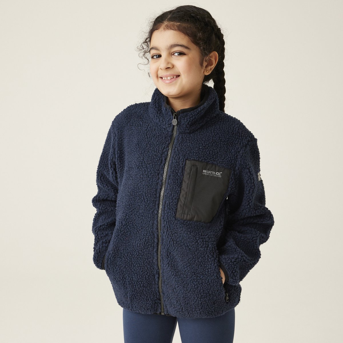 De Frankie wandelfleece met hele rits voor kinderen Blauw