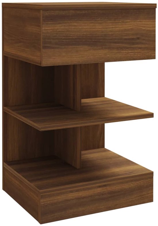 Table de chevet vidaXL - 40 x 35 x 65 cm - Table de chevet en Chêne brun - Table de chevet en bois - Meubilair en Chêne brun - Meubles de chambre - Espace de rangement