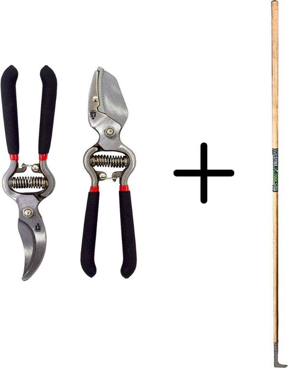 Synx Tools Voegenmes RVS + Spear & Jackson 2-delige Snoeischaar set - Takkenschaar - Papegaaienbek - Tuinscharen set - Onkruidmes - Voegenkrabber met steel 150cm