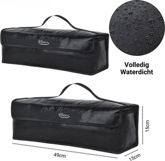 LADYSONS E-bike accutas, vuurvaste accutas tot 1800 °C, bestand tegen ultrahoge temperaturen, waterdicht, explosiebestendig, vuurvaste box voor opslag, transport, opladen (L, 49 x 15 x 15 cm