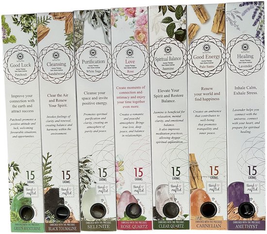 Arbre Vert - encens aux pierres précieuses - pierre précieuse - encens - bâtonnets parfumés - lot de 7