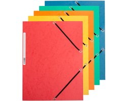 Q-CONNECT elastomap, A4, 3 kleppen en elastieken, karton, assorti, pak van 10 stuks