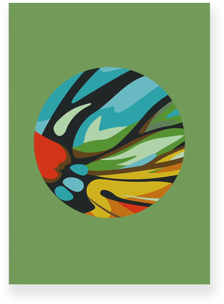 Yisual Poster 50x70 cm - Vlindervleugel door Macrolens - Blauw - Groen - Abstract - Natuur - Muurdecoratie - Wanddecoratie