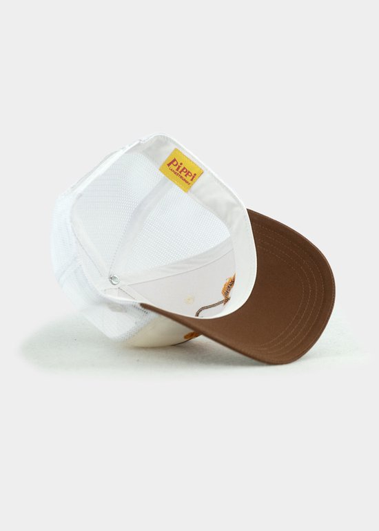 Fifi Brindacier / Pippilotta - Casquette de baseball vintage au look rétro pour adultes - Courbée - blanc/marron - Casquettes bavaroises - 58 cm